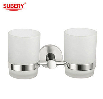 SUS 304 Double Tumbler Holder Glass پولیش کروم OEM ODM