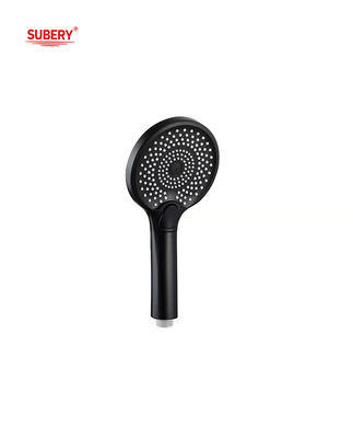 دوش دست پلاستیکی ABS 3 عملکرد ستون سیاه سیلیکون مایع نوزل گرد آسان تمیز OEM