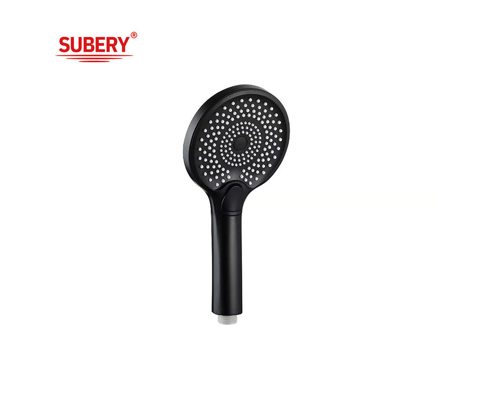 دوش دست پلاستیکی ABS 3 عملکرد ستون سیاه سیلیکون مایع نوزل گرد آسان تمیز OEM