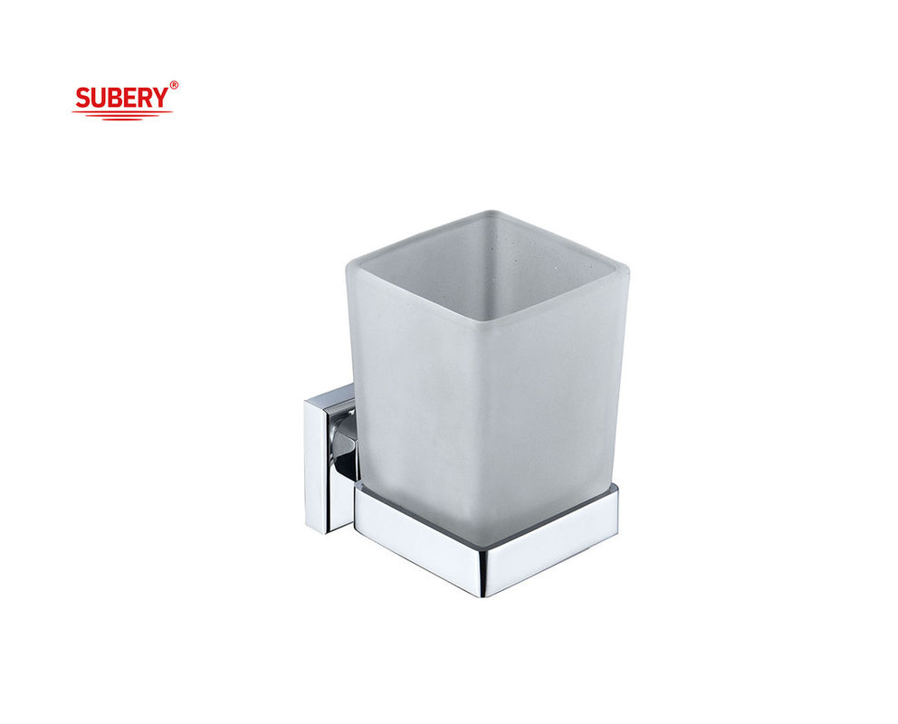 برنج واحد نگهدارنده قوری حمام شیشه ای رنگ کروم با کیفیت بالا OEM نوبل برنج پایه طراحی مربع