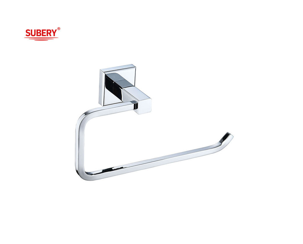 دستمال تک دستمال حلقه نگهدارنده حمام کیفیت بالا رنگ کروم OEM پایه مس آسان نصب شکل مربع